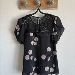 Maeve Black and Pink Floral Blouse